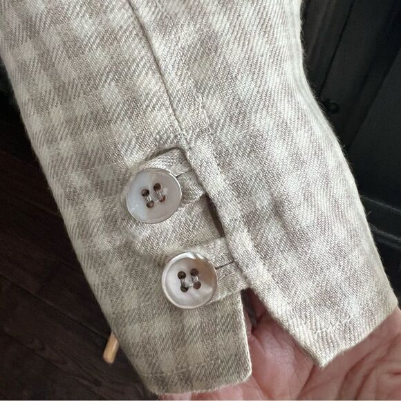 Vintage Tan & Cream Check Oversized Blazer size 6 - Picture 5 of 8